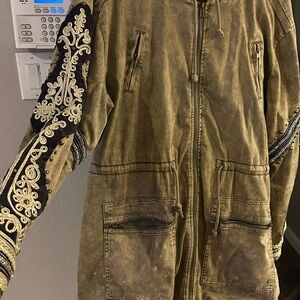 Embroidered Olive Green Women's Jacket